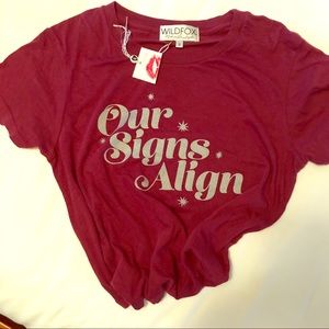 NWT Wildfox Our Signs Align cropped T-shirt